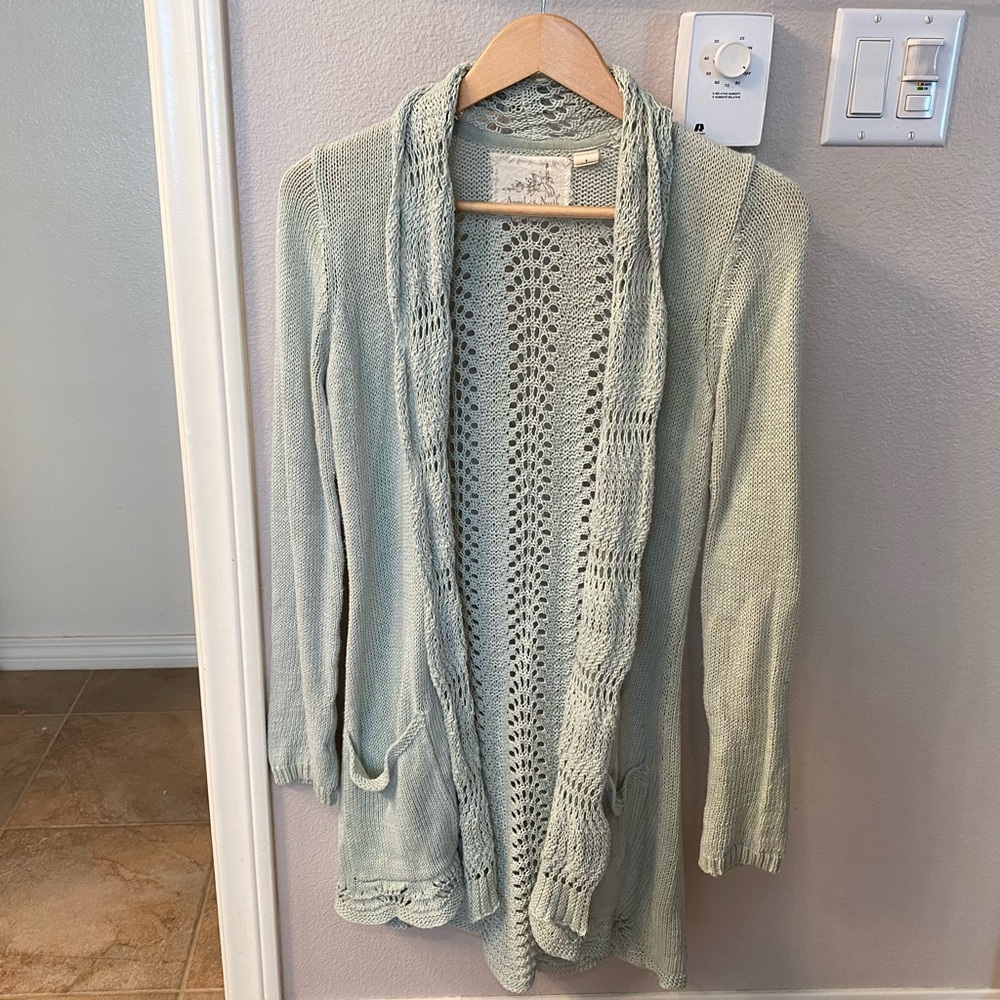 Angel of the North mint knit open sweater size small